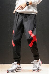 2021春季新日系松紧抽绳个性男大码贴布工艺休闲长裤K8110-P55图片