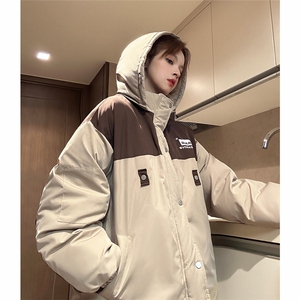 EQ333 撞色连帽冬季加厚棉衣外套男女情侣装工装棉服2024新款图片