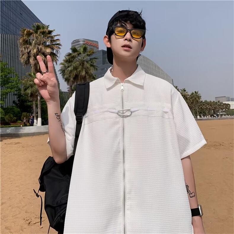 衬衫男韩版潮流短袖痞子帅气2026夏季新款ins宽松外套CY287-P35,男装T恤,星座412