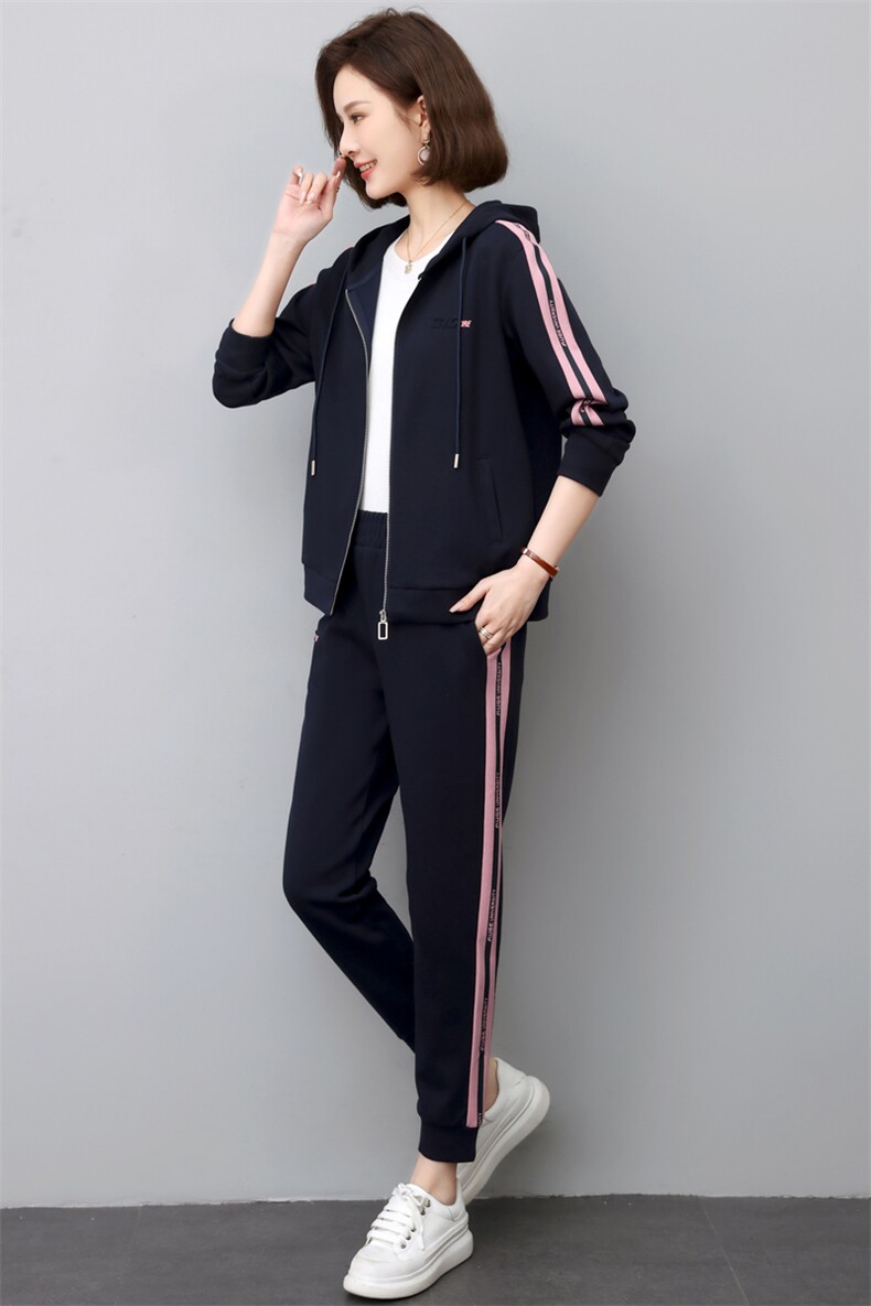 2023年春季新款韩版休闲运动跑步套装女减龄时尚卫衣两件套装裤子,女装套装/套裙,简韵佳
