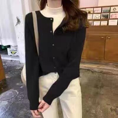 纯山开衫秋冬新款毛衣女短款圆领羊毛衫超火cec外套针织,女装羊毛衫,千御纺羊绒