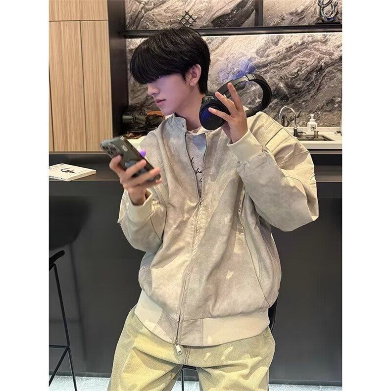 W9453-P90网图现货新款pu皮夹克高级感痞帅短款棒球服外套,男装夹克,星座1608-2