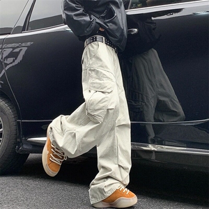 垂感工装裤男春季美式复古日系潮牌阔腿裤春秋款宽松直筒休闲裤子图片