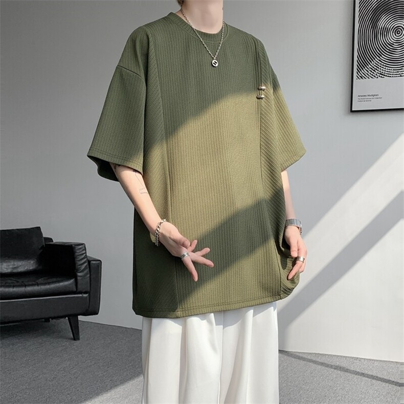 超大码金属标手工设计肌理感短袖T恤8XL-M垂感冰丝半袖DX1220/P38,男装T恤,电商B238