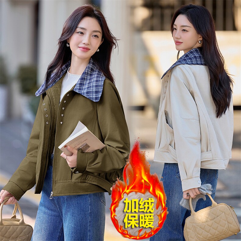 现货秒发2025冬装新款格纹加厚韩版休闲保暖棉衣外套棉服学院风,女装棉衣/棉服,星宇服饰