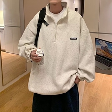 半拉链卫衣男ins潮痞帅炸街加绒外套宽松bf慵懒风上衣服WY722-P35，女装短外套，星座1008-1