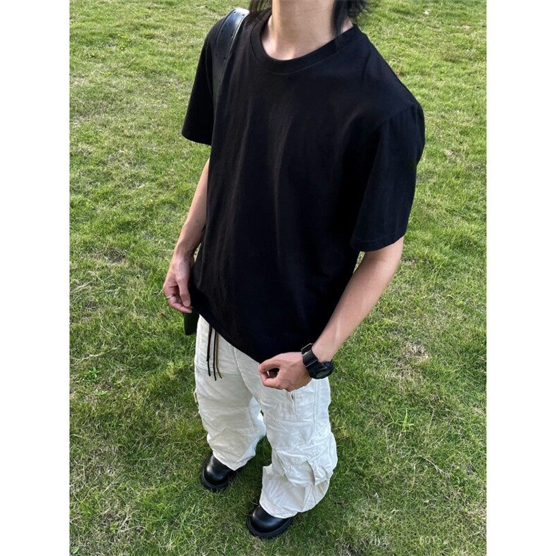 美式cleanfit夏季纯色打底基础款正肩T恤男收袖口短袖修身TW51,男装T恤,星座1116A（原606A-3）
