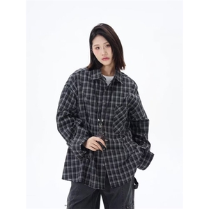 TC444-P45港风高级感宽松翻领衬衫男女同款衬衣外套图片