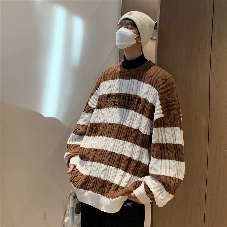 秋冬情侣款新款针织衫圆领毛衣男装港风宽松外套X5581-P75限98,男装针织衫/毛衣,电商A061-1