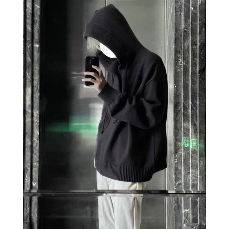 秋冬男士毛衣宽松连帽套头纯色毛线衣青年针织衫高级感LM333-P58,男装针织衫/毛衣,星座1008
