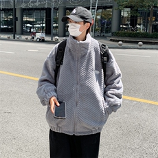 冬季新款兔毛外套男潮牌高街痞帅情侣休闲加厚保暖棉衣棉袄Y92，男装棉衣，星座506