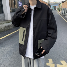 男士翻领夹克春秋季新款潮流拼接工装休闲外套JK07605-P55，男装夹克，星座308B-1