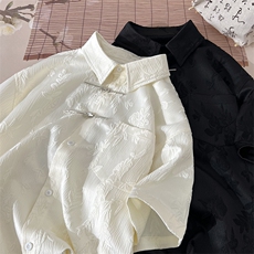 特批P35无差价夏季新款新中式风金属盘扣潮半袖衬衣男CD2269，男装衬衫，电商A001-1