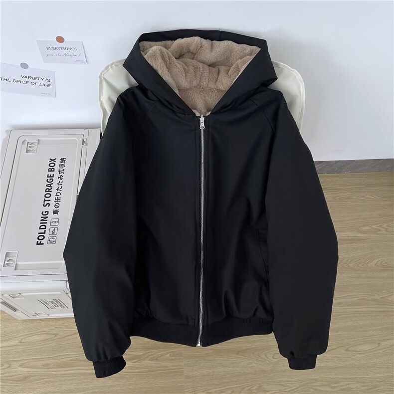粉墨两穿皮草外套棉衣女冬季慵懒风棉袄休闲冬衣连帽棉服上衣袄子,男装棉衣,星座506A