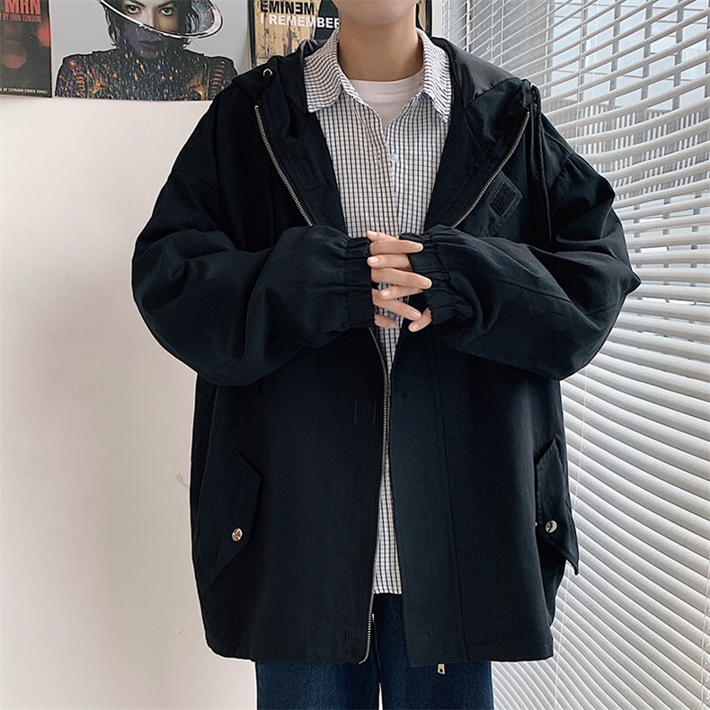 JK41077-P85纯棉连帽夹克男士大码工装夹克男外套男,男装夹克,电商A040