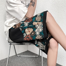 1港风大码M-5XL日系刺绣民族风潮五分裤男士中裤DK7791P45控69，男装牛仔裤，星座226-2