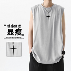 亲肤柔顺休闲背心凉爽冰丝健身运动风无袖T恤TT386-特批3459，男装T恤，星座718