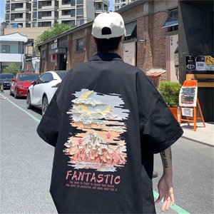 电商DSA028-MDSP846 P38 夏季新款港风百搭潮流印花短袖衬衫男图片