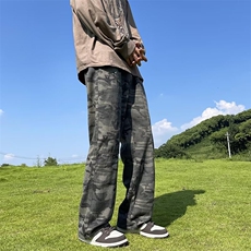 迷彩工装裤男冬季美式潮牌直筒裤高街ins宽松阔腿长裤子K4764-P53，男装休闲裤，星座412-2
