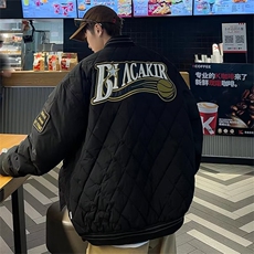美式街头复古刺绣棉衣男冬季棉袄潮宽松情侣棉服外套W4279-P85，男装棉衣，星座412