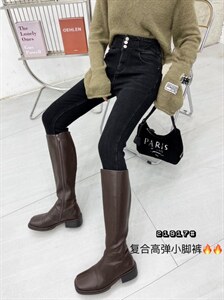 冬装加厚复合牛仔小脚裤图片