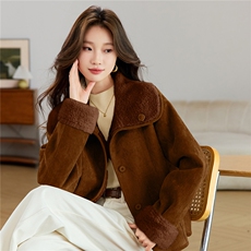 2025冬装新款时尚洋气仿羊羔毛颗粒绒皮毛一体加厚保暖两面穿外套，女装羊羔毛/颗粒绒，木子恋