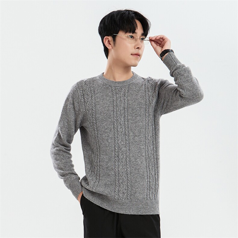 套头时尚都市羊毛长袖纯色圆领2024年秋季针织羊毛衫，男装羊毛衫，牧绒家园高端店