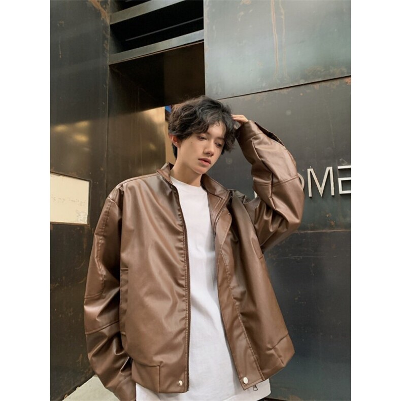现货宽松潮流垫肩百搭皮衣时尚短款夹克外套1209-1-JK20-P70，男装夹克，星座1209-1