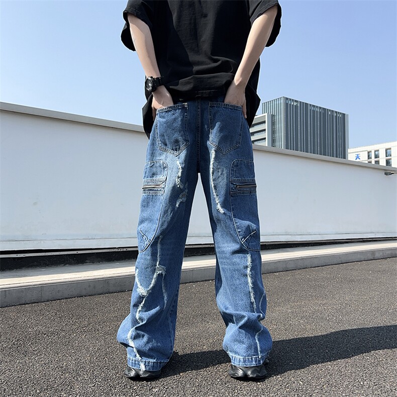 2024春季新款水洗复古牛仔裤男潮牌设计感直筒长裤现货W7762-P60,男装牛仔裤,星座512-3