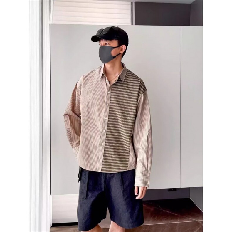 商场同款]长袖衬衫男条纹衬衣外穿式2026春新款上衣宽松,男装衬衫,四季星座505