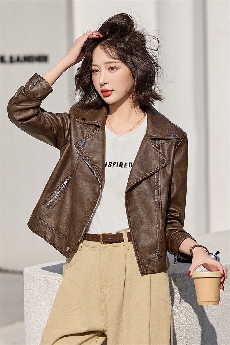 2025年春季现货时尚潮流女装精品皮衣外套,女装皮衣,1C078