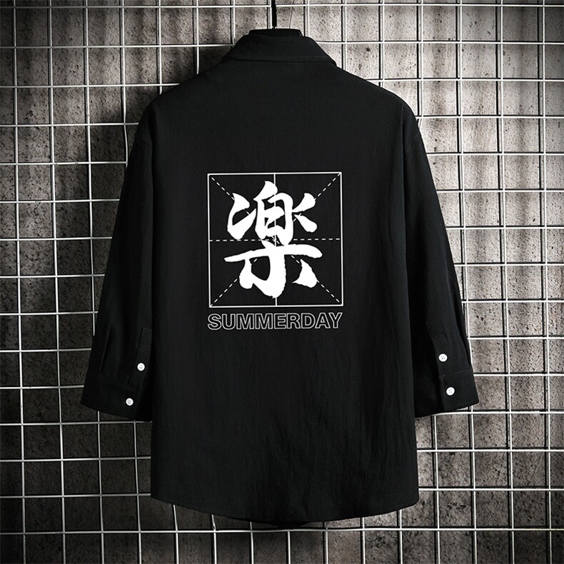 QC58197-P45 亚七分袖衬衫男大码五分袖衬衣男短袖 网格图片