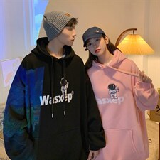 情侣装秋装太空人印花情侣连帽卫衣女宽松百搭外套G946P48男类，女装短外套，电商A339