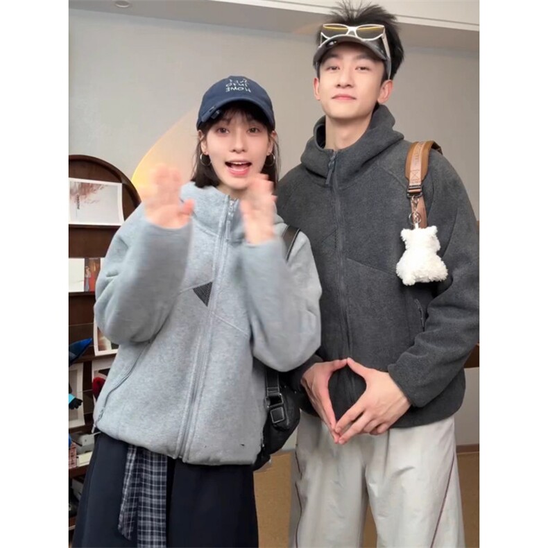 美式复古cleanfit针织毛衣男女宽松休闲拉链开衫连帽外套,男装针织衫/毛衣,四季星座505