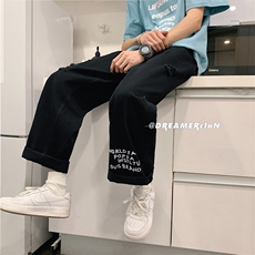 k705-p48-控68美式中性高阶港风中性ins宽松大码肥仔破洞牛仔裤，男装牛仔裤，星座116