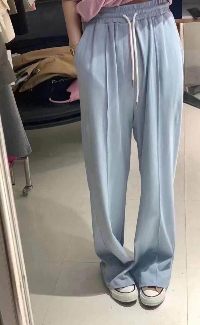 《DAVIDA》现货!简约纯色松紧腰系带休闲裤，女装休闲裤，DAVIDA