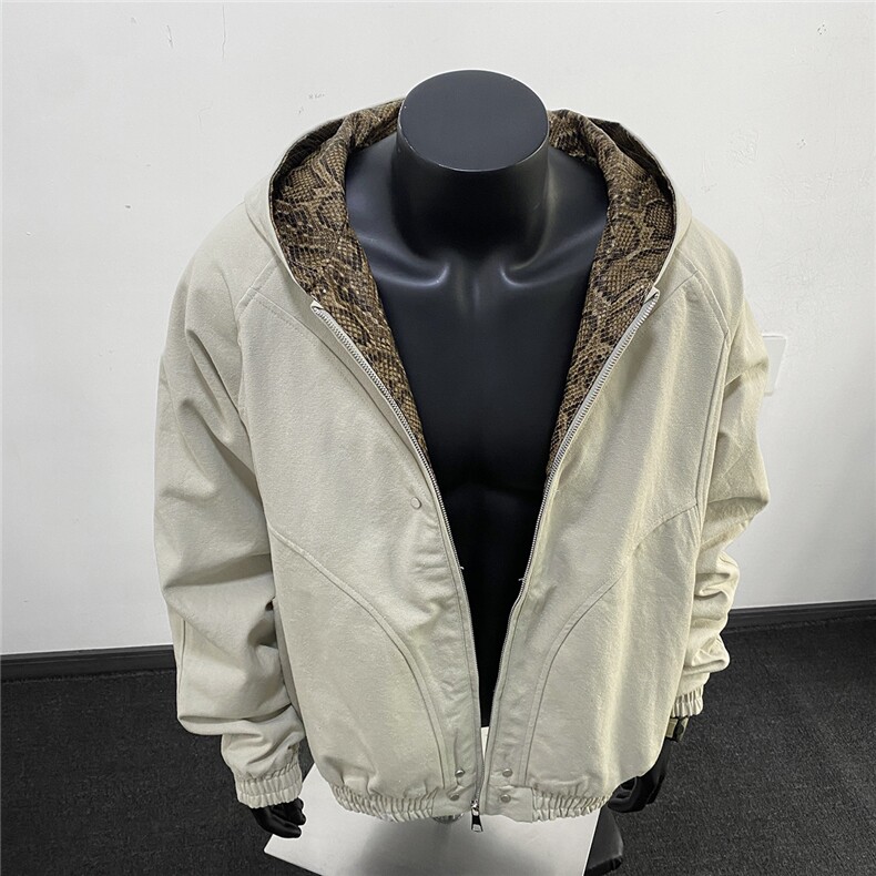美式高阶   秋冬连帽拼接夹克痞帅百搭情侣外套 J56017  TP95图片
