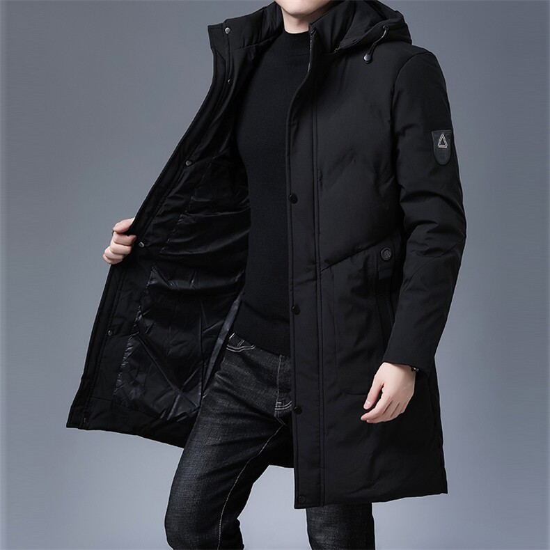 冬季羽绒棉服男长款加厚中年爸爸装加肥加大码连帽大衣宽松外套男,男装棉衣,电商B212（原钱塘6029）