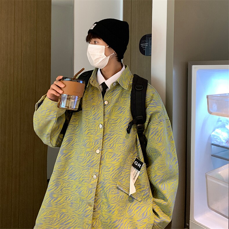 EQ111小众设计感牛仔斑马纹外套男2024新款秋装休闲夹克P108,男装夹克,电商C306-1