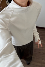 美式拼接德绒保暖开衫半高领长袖T恤男款秋季潮牌宽松内搭打底衫，男装T恤，电商A102