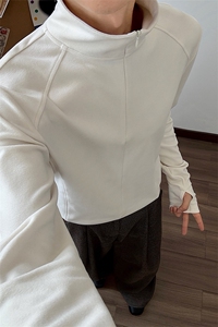 美式拼接德绒保暖开衫半高领长袖T恤男款秋季潮牌宽松内搭打底衫图片