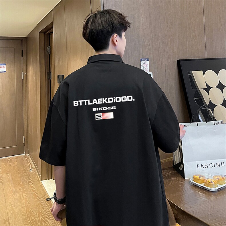 可设48小时支持抖音得物来样二开网眼透气翻领t恤美式短袖POLO衫,男装T恤,电商A486