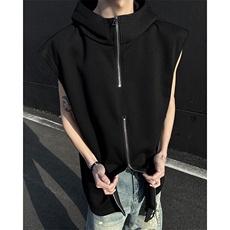405A美式高阶连帽背心金属拉链设计坎肩T恤T2511-P45控68，男装T恤，星座405A