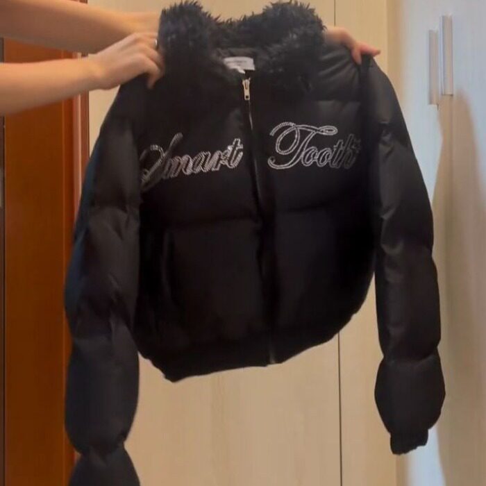 复古设计感字母刺绣毛领棉服女冬季新款百搭宽松短款保暖外套棉服,男装棉衣,星座1210-1
