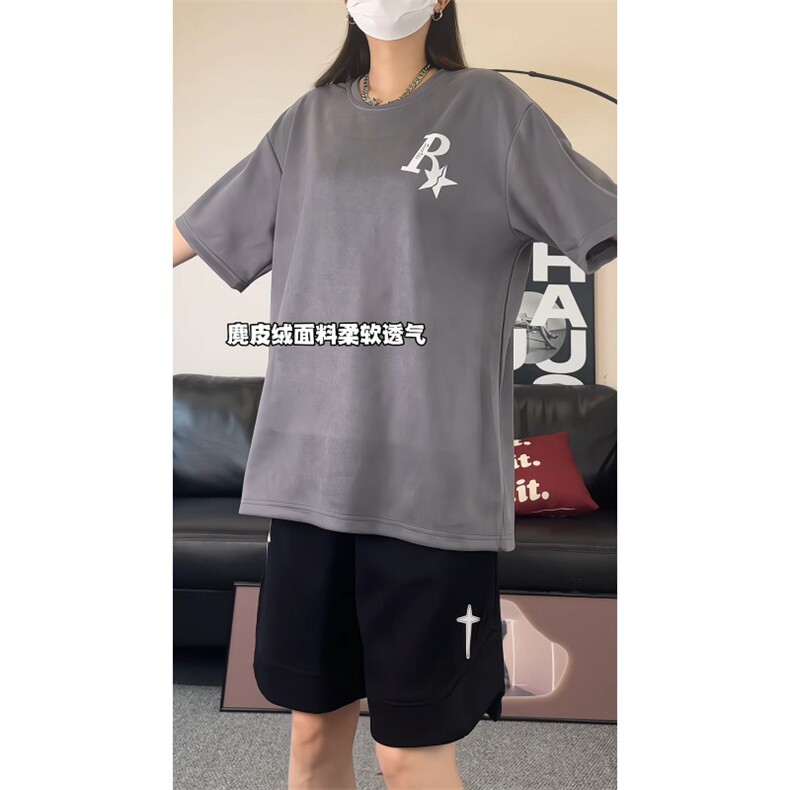 2024夏季新款麂皮绒圆领短袖T恤RT303-P28,男装T恤,电商B370