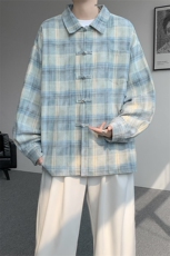 CS1157-特批45控88风盘扣衬衣设计感宽松潮上衣外套大码衬衫，男装衬衫，电商A059