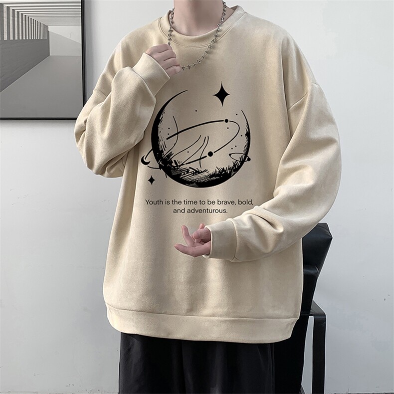 麂皮绒卫衣男大码重磅长袖t恤男JW81457-P35加绒款P45,男装T恤,电商A040