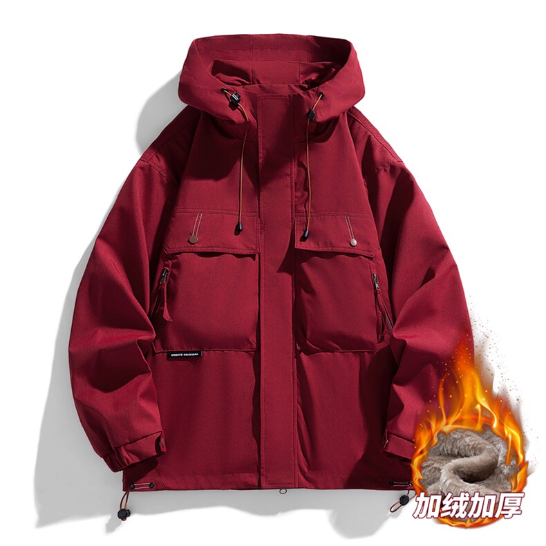 AJ233-90冬季加绒加厚连帽冲锋衣防风防水棉衣外套,男装棉衣,星座109