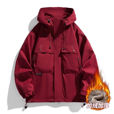 AJ233-90冬季加绒加厚连帽冲锋衣防风防水棉衣外套，男装棉衣，星座109