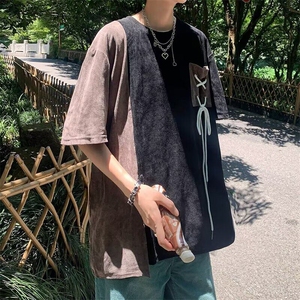 夏季新款拼接贴布撞色男士T恤痞帅个性休闲短袖 T248-P38图片